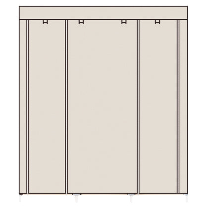 69" Portable Clothes Closet Non-Woven Fabric Wardrobe Double Rod Storage Organizer Beige