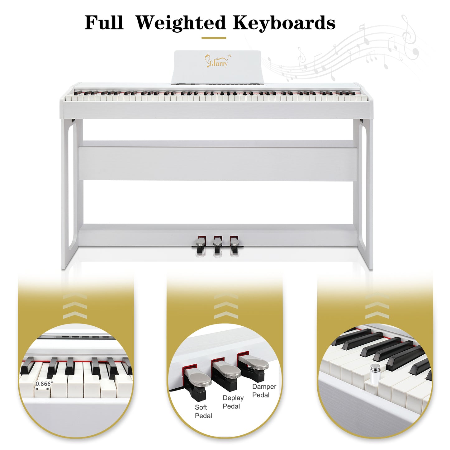 Glarry GDP-104 88 Keys Full Weighted Keyboards Digital Piano