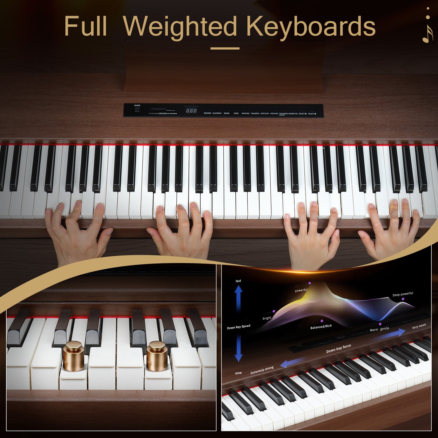 Glarry GDP-104 88 Keys Full Weighted Keyboards Digital Piano