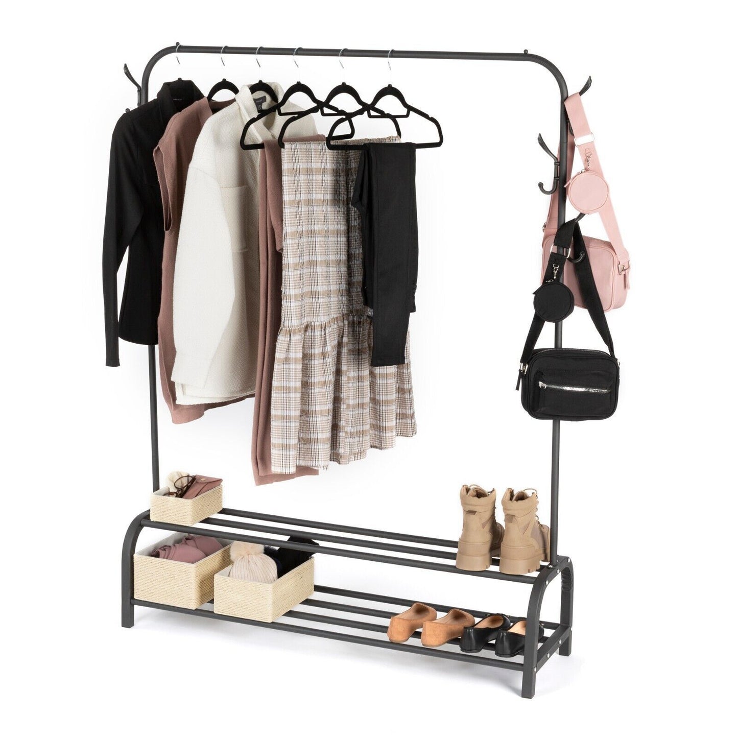 Heavy Duty Clothes Rail Rack Garment Hanging Display Stand Shoe Storage Shelves